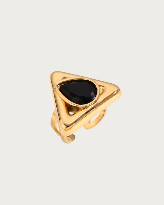 Frances Triangle Black Golden Ring