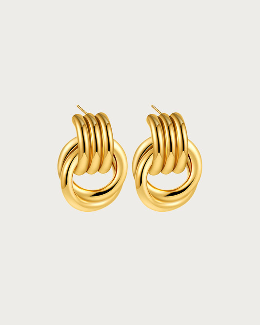 Lisa Triple Stacked Golden Stud Earrings