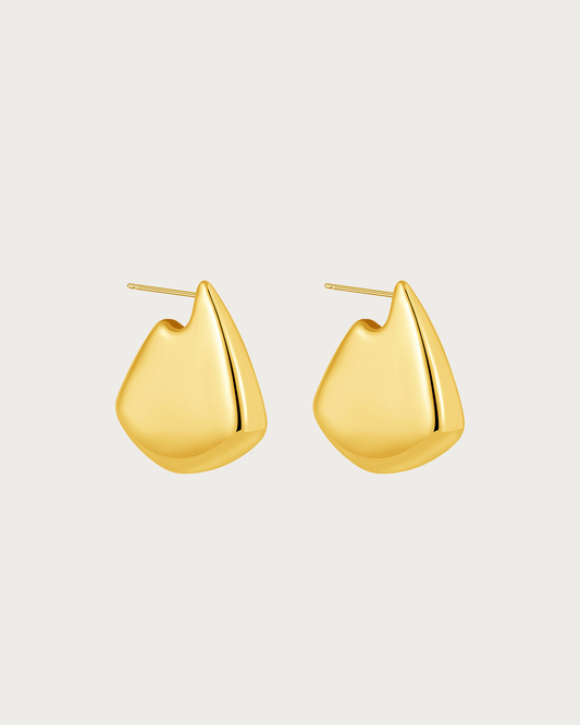 Zara Geometric Chunky Golden Hoop Earrings