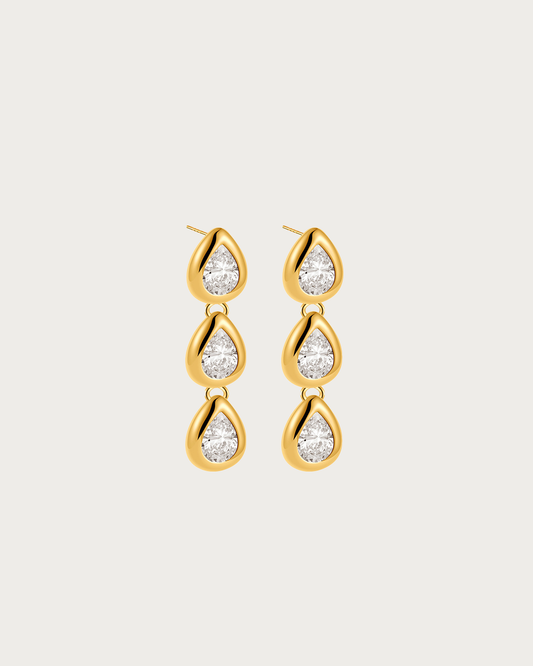 Beryl Tear Linear Golden Drop Earrings