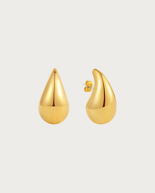 Sarah Teardrop Golden Stud Earrings