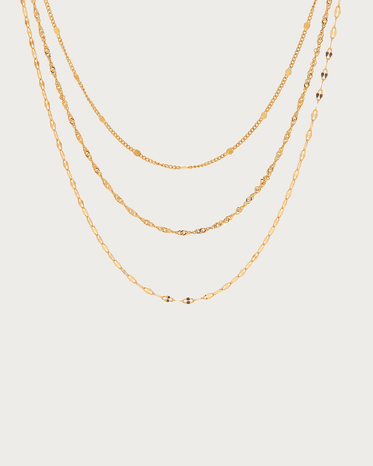 Dorothy Triple Layered Golden Chain Necklace