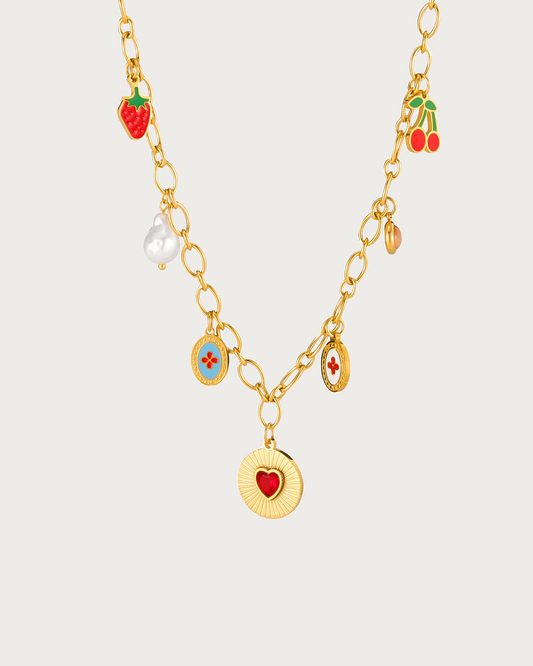 Emma Fruit Strand Golden Pendant Necklace