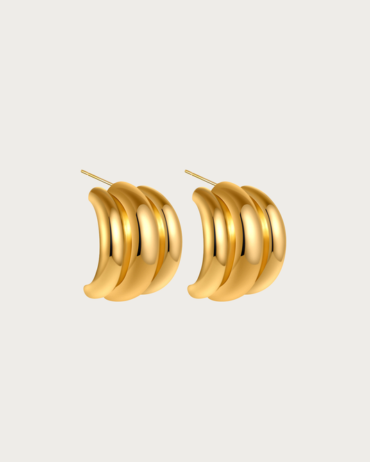 Naomi Triple Golden Hoop Earrings
