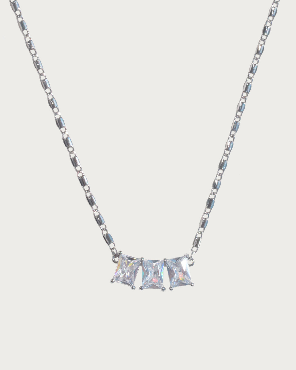 Lumiere Triple Zirconia Golden Chain Necklace