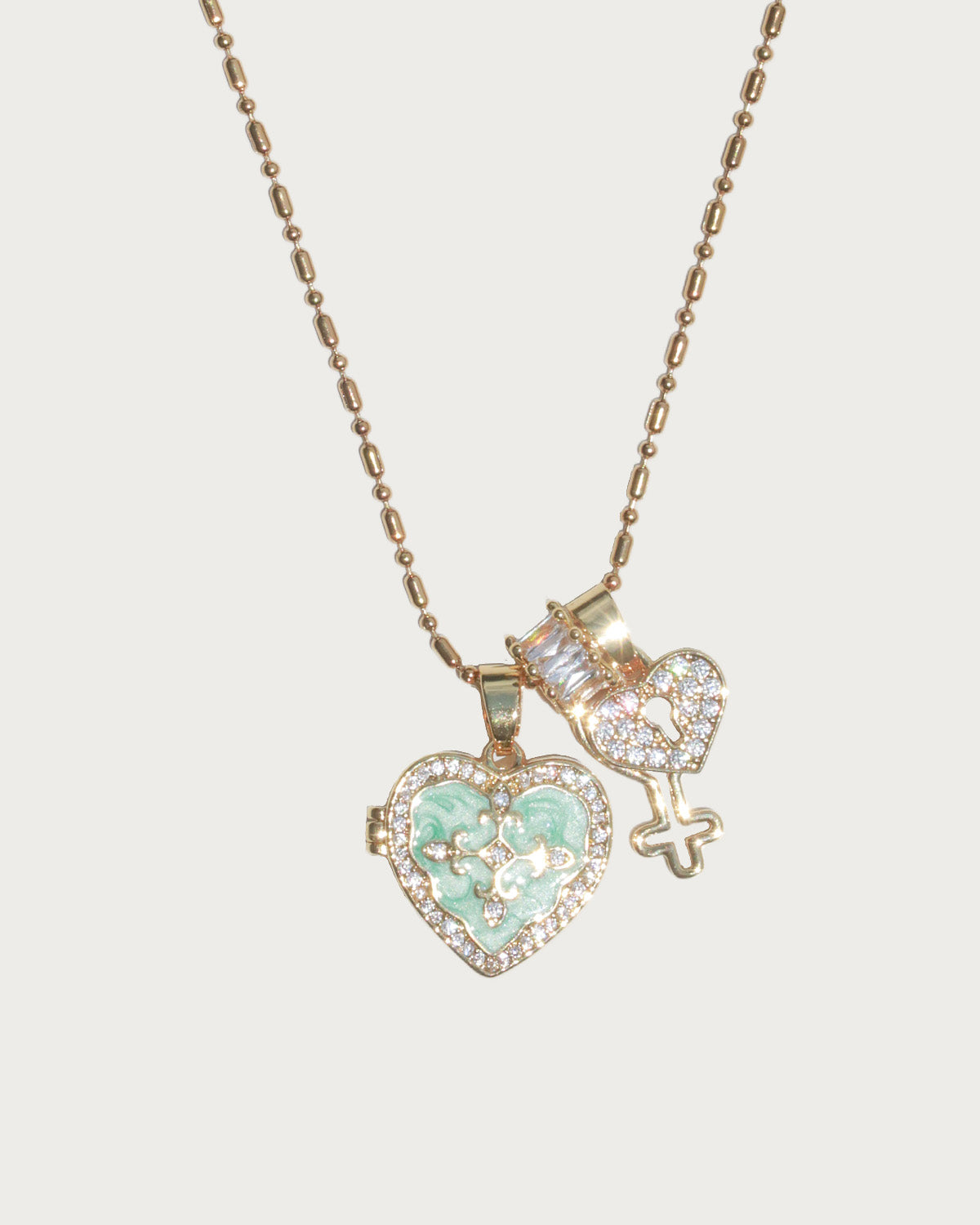 Genevieve Purple Reliquary Heart Golden Pendant Necklace