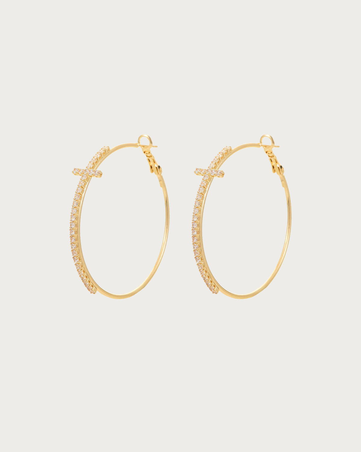 Angelina Divine Spark Cross Silver Hoop Earrings