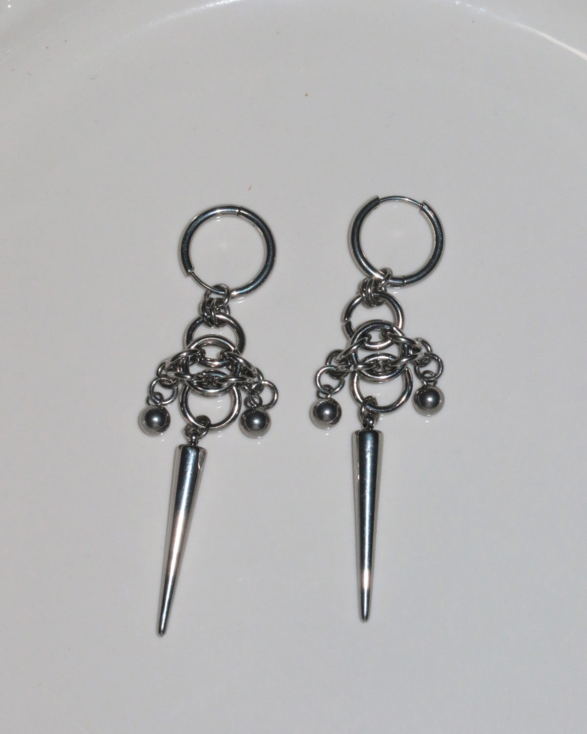 Maya Spike Silver Drop Earrings