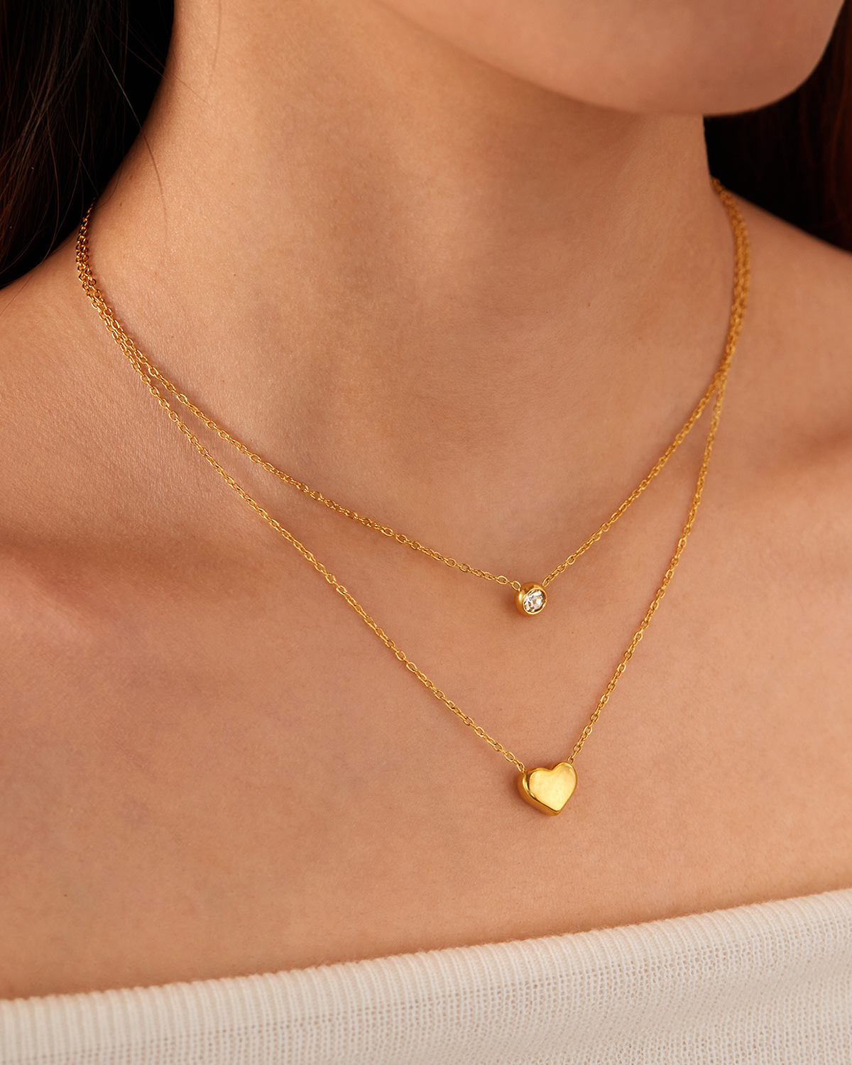 Delia Layered Heart Golden Pendant Necklace
