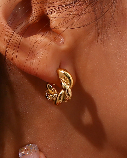 Adela Braided Golden Hoop Earrings