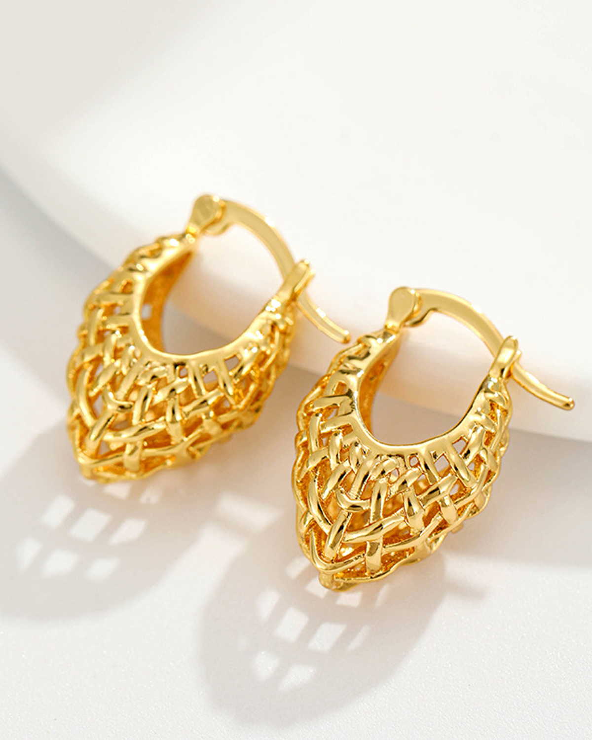 Penny Basket Golden Hoop Earrings