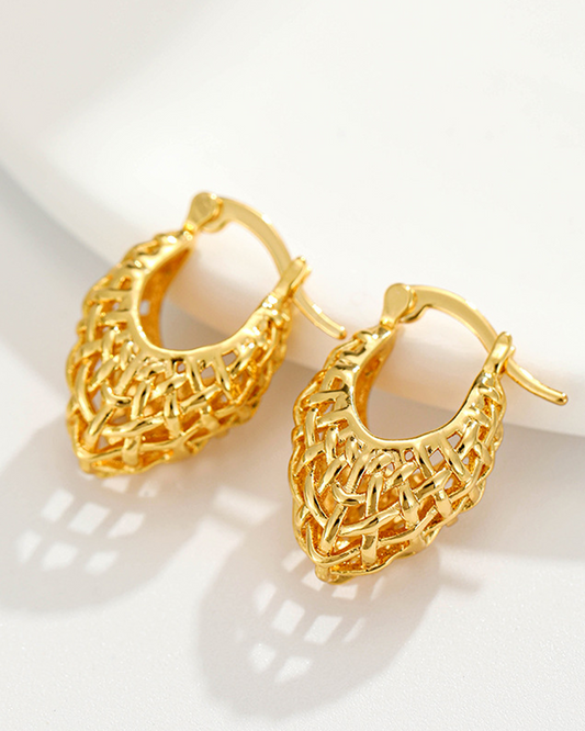 Penny Basket Golden Hoop Earrings