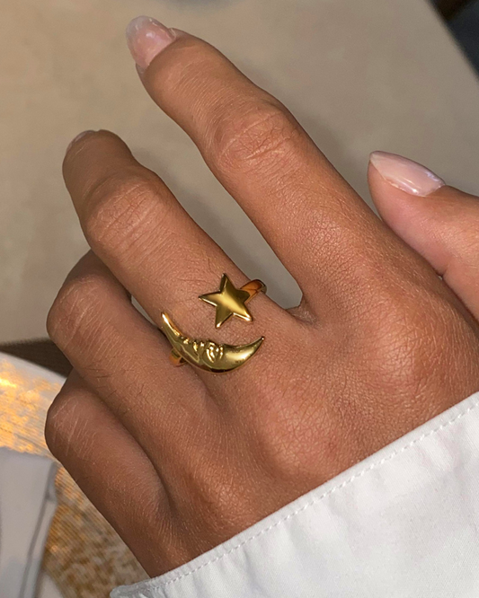 Cynthia Moon & Star Cuff Golden Ring