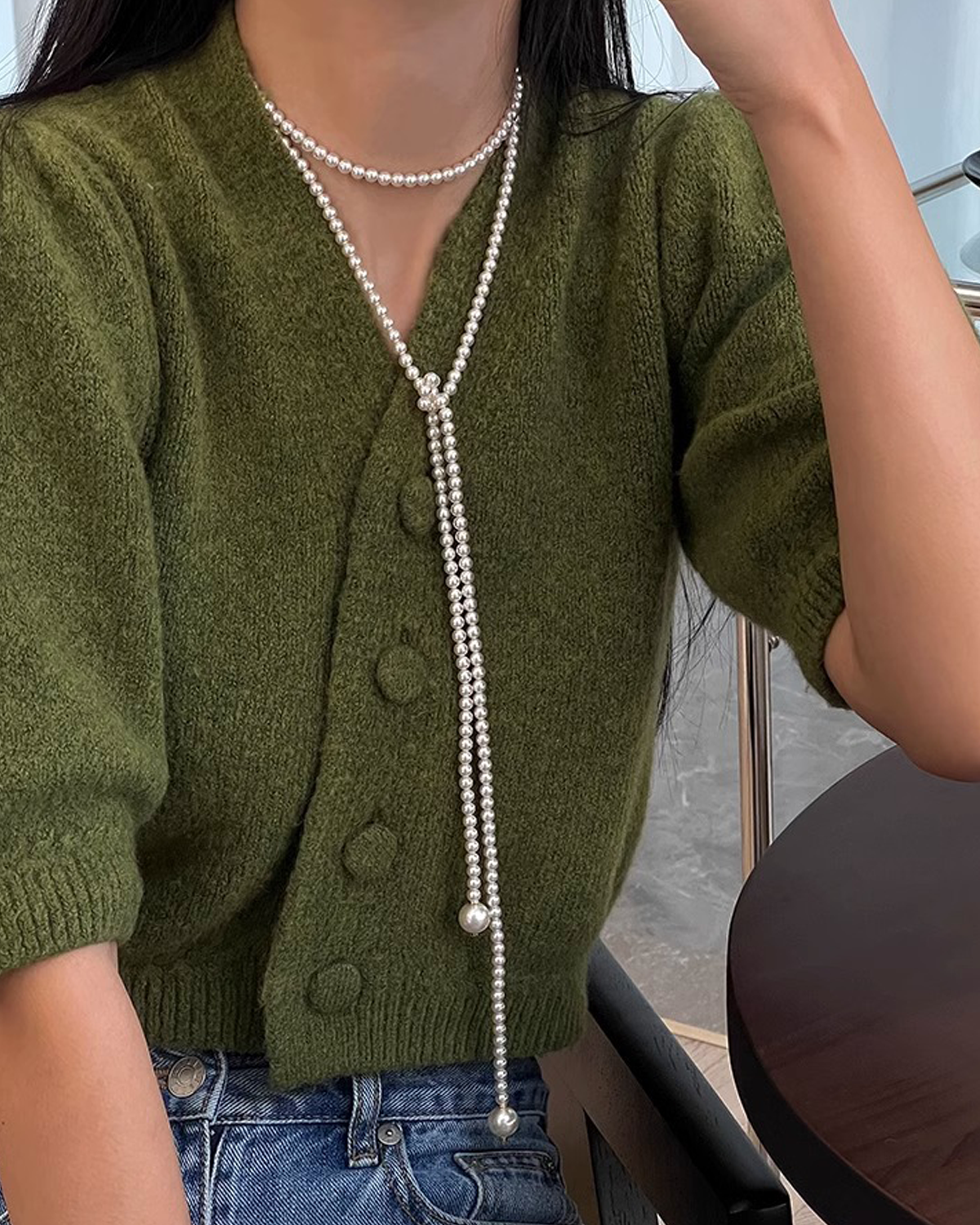 Margaret Long Pearl Beaded Necklace