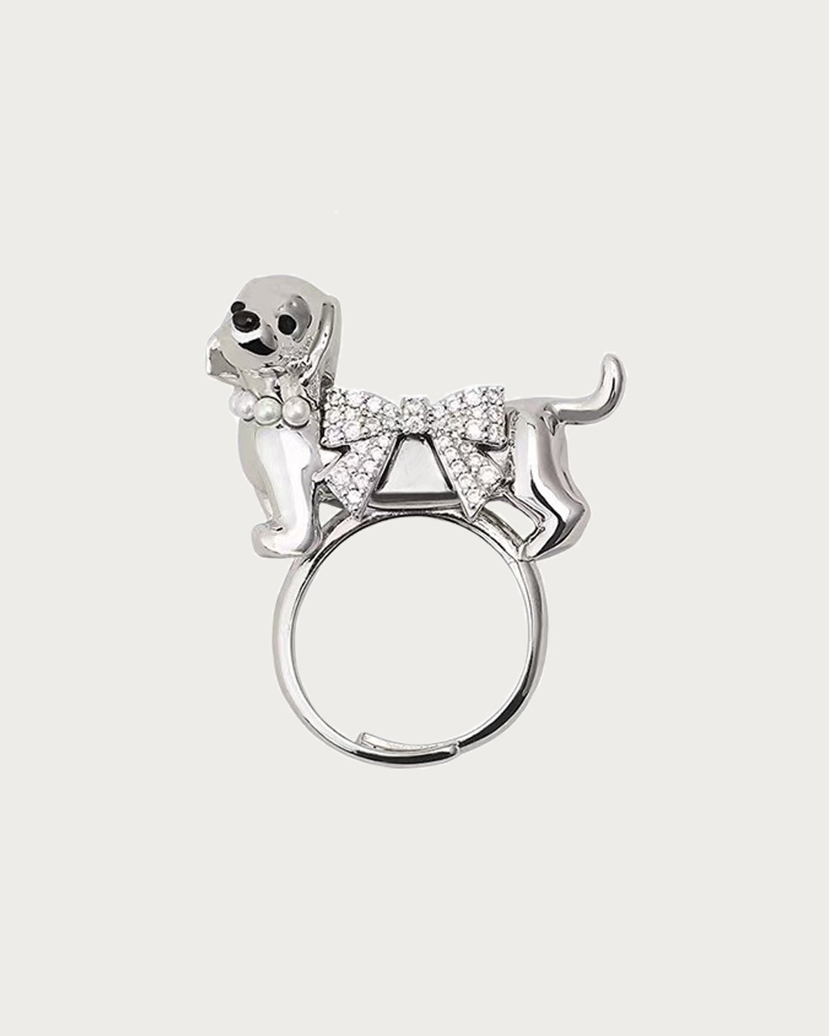 Gail Cute Puppy Silver Ring
