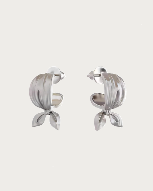 Joa Bow Tie Silver Stud Earrings