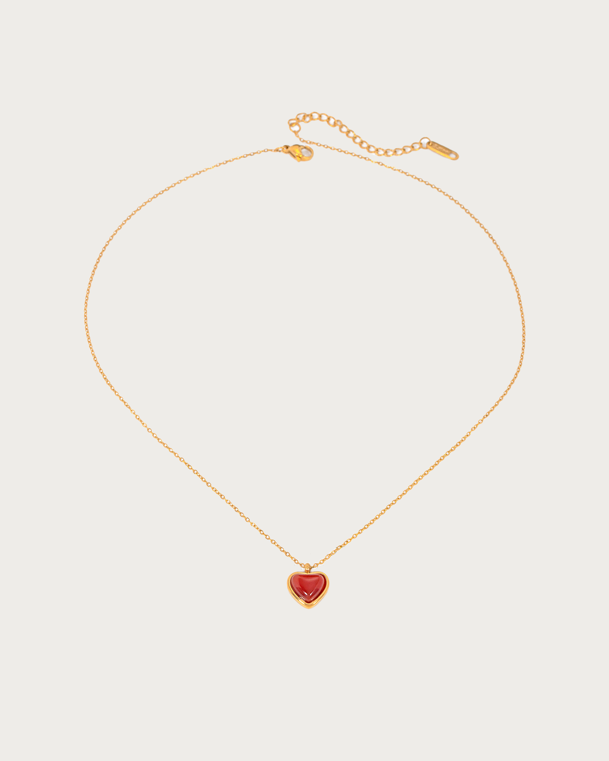 Judith Red Carnelian Stone Heart Golden Pendant Necklace