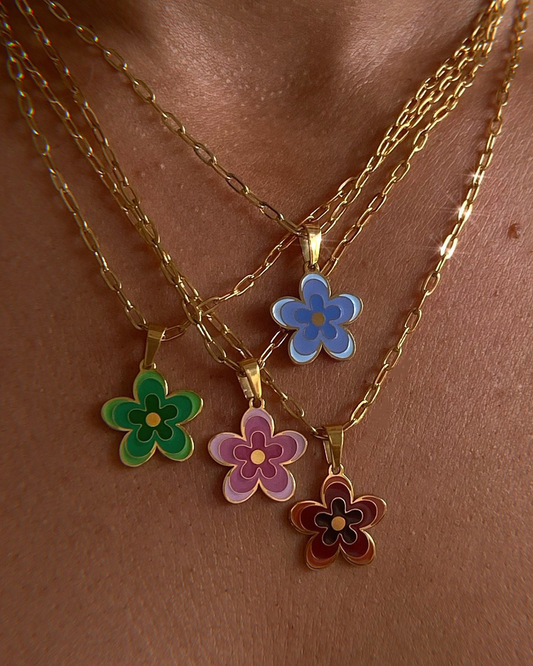 Darlene Cute Flower Golden Pendant Necklace(3 Colors)