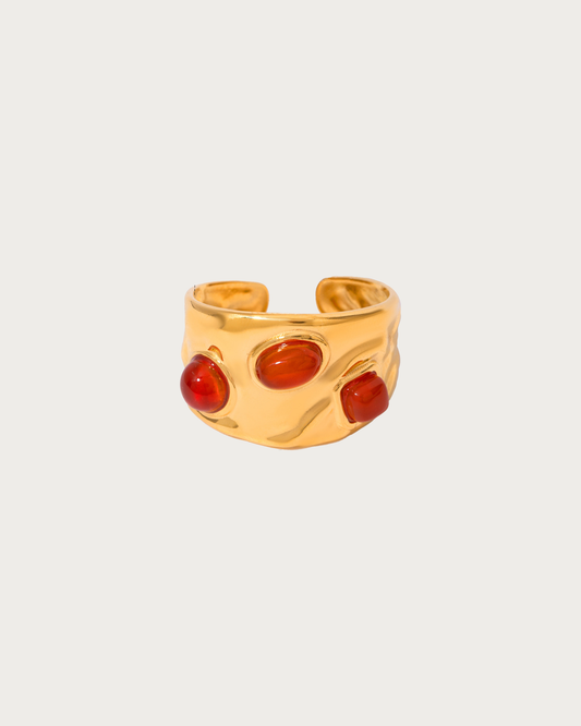 Judith Red Carnelian Stone Golden Ring