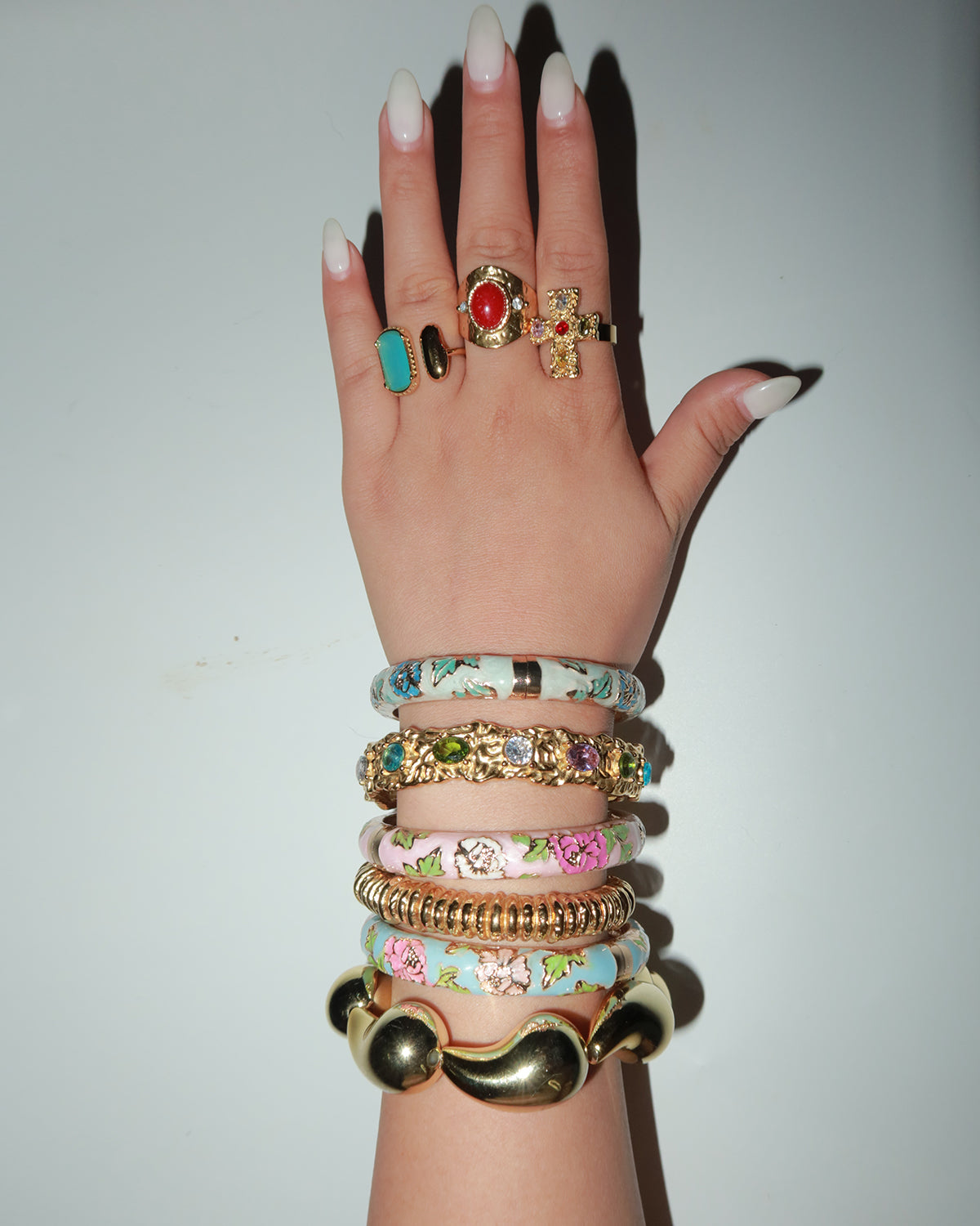 Agatha Colorful Melted Golden Bangle