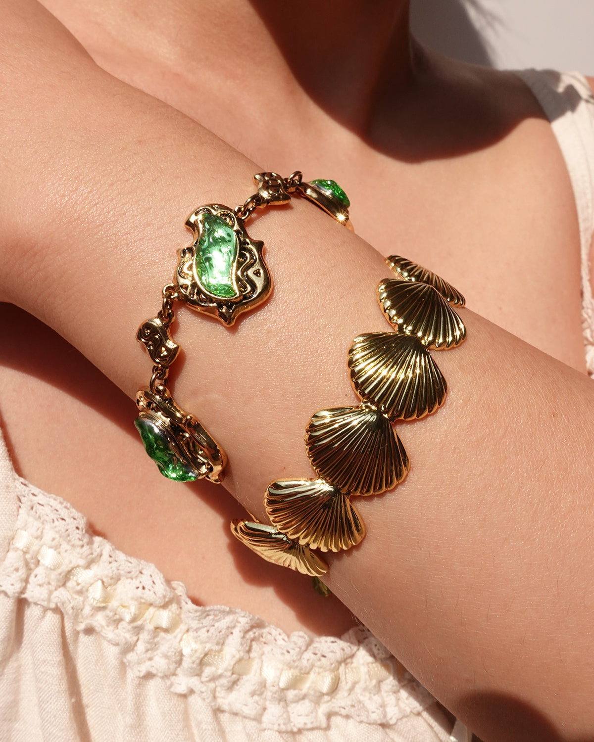 Geometry Green Golden Bracelet