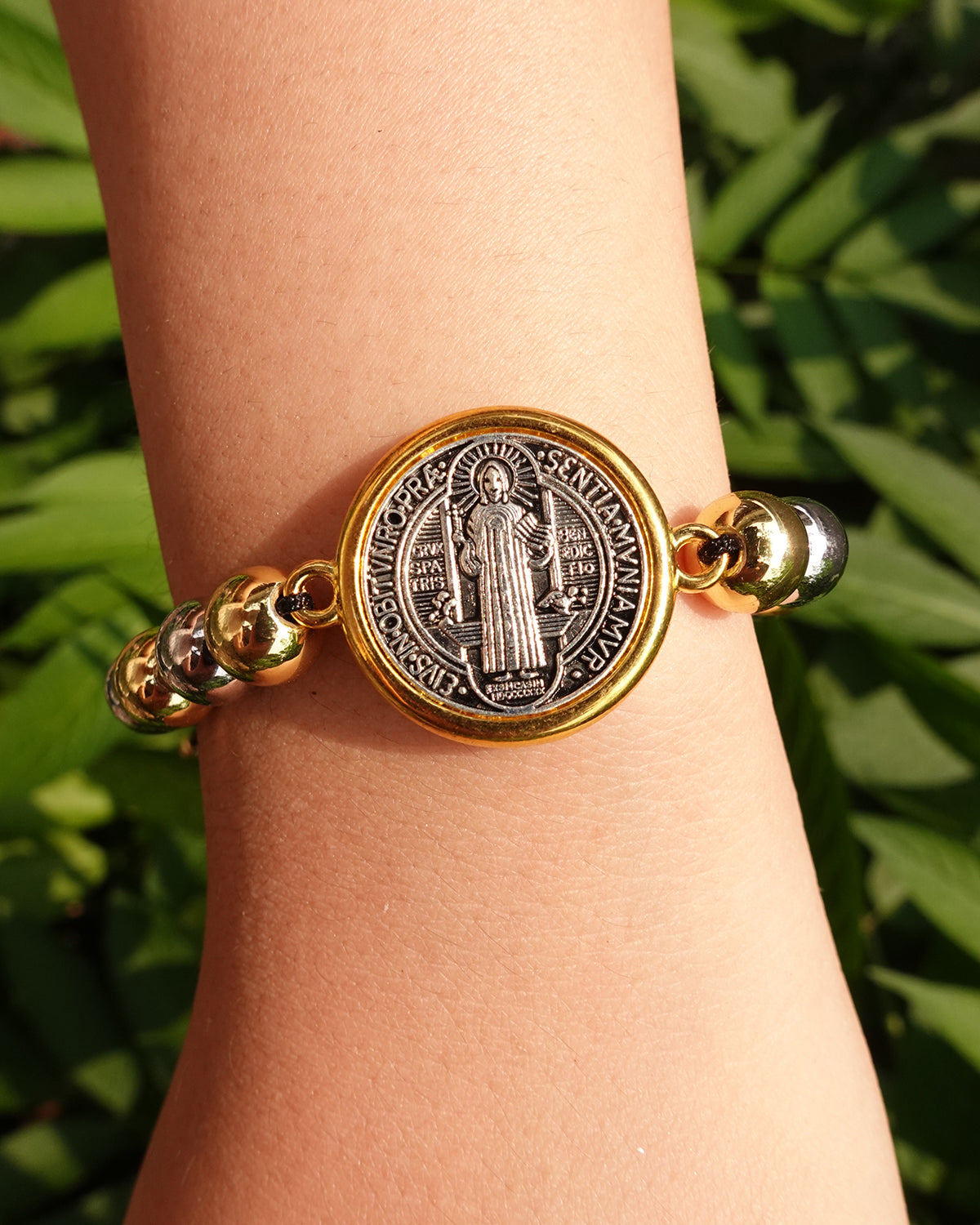 Amelia Virgin Mary String Beaded Golden Bracelet