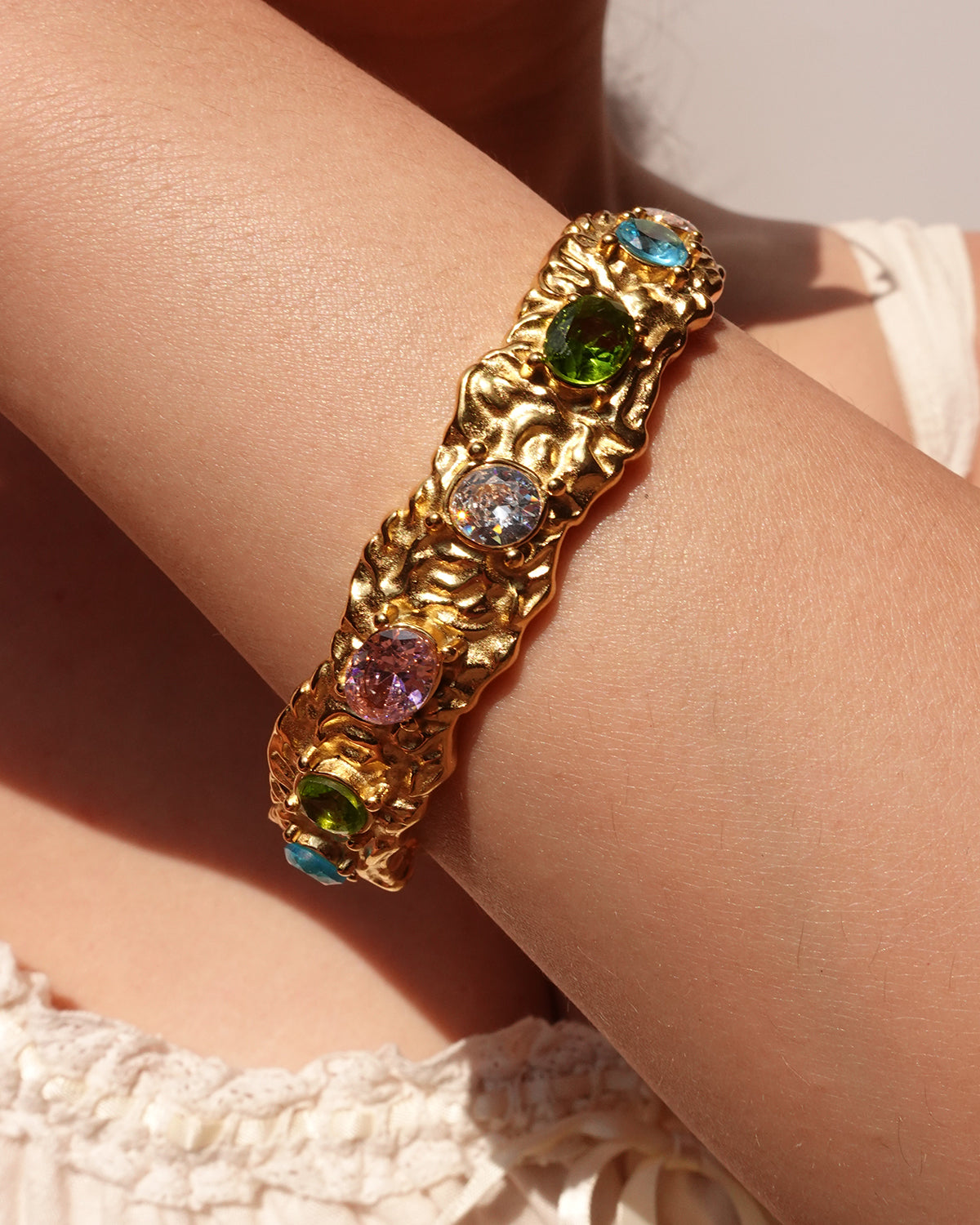 Agatha Colorful Melted Golden Bangle