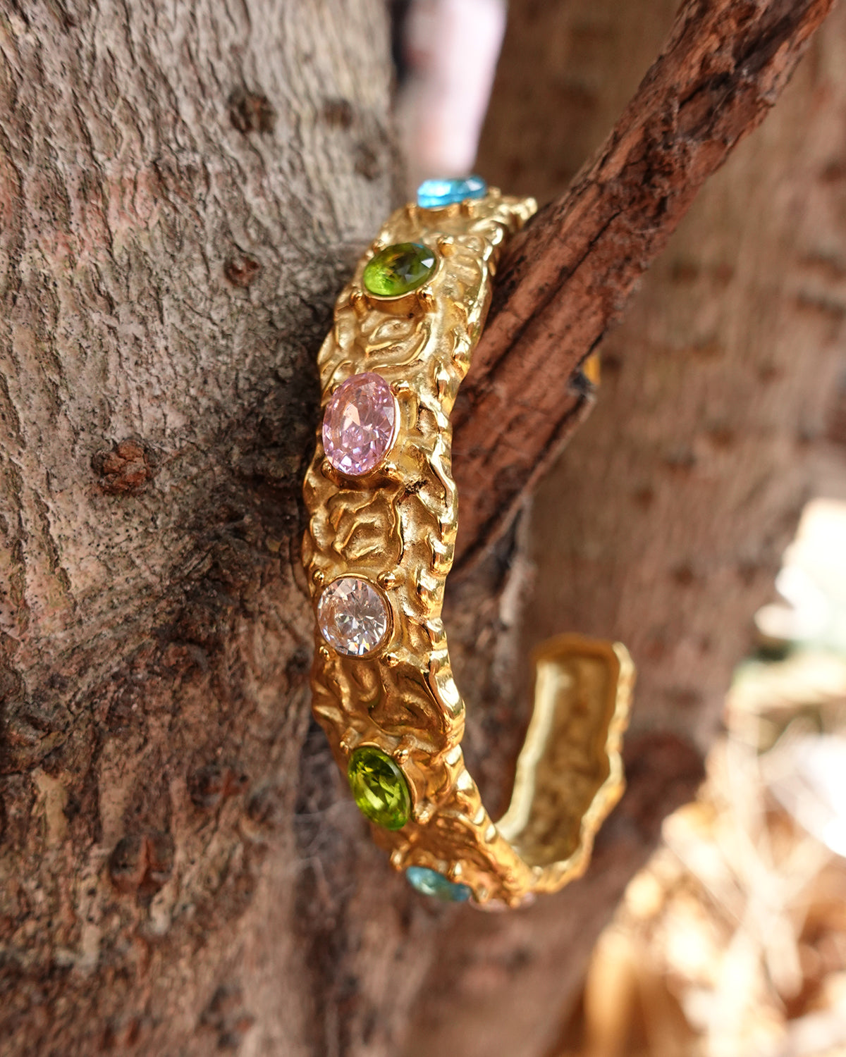 Agatha Colorful Melted Golden Bangle