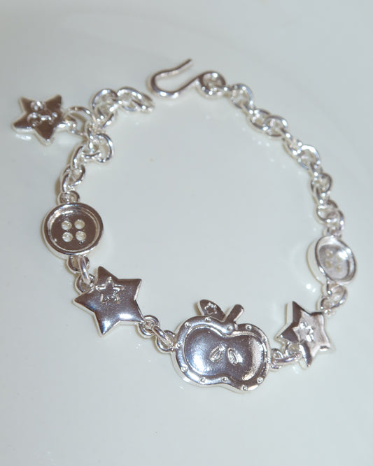 Vivien Apple Button Silver Bracelet