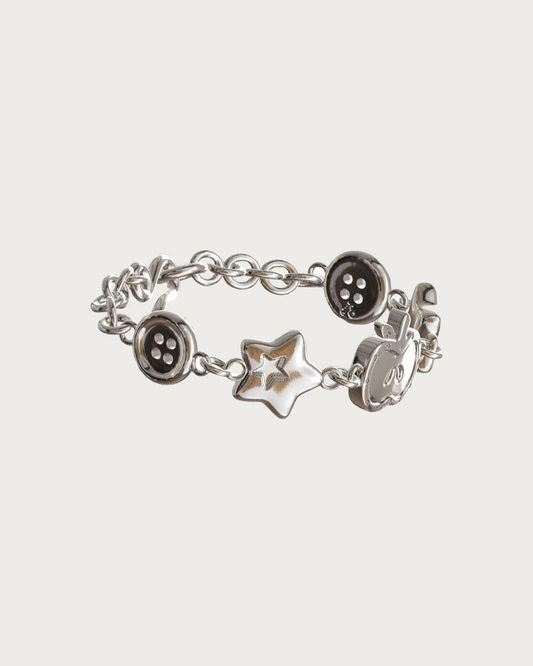 Vivien Apple Button Silver Bracelet