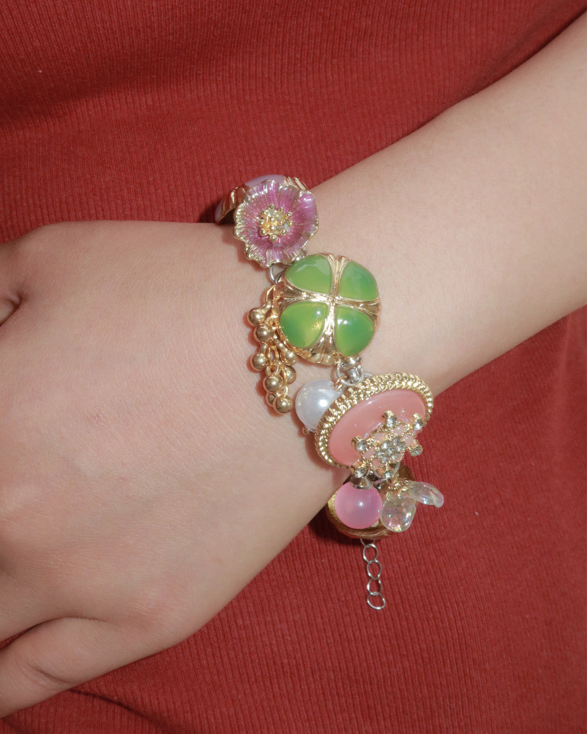 Rosalie Clover Bloom Charm Silver Bracelet