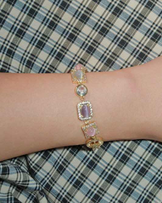 Shirley Colorful Crystal Geometric Golden Bracelet