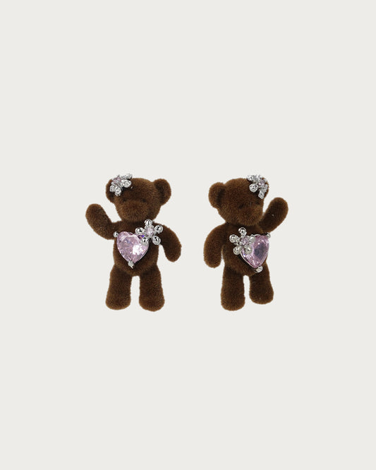 Basia Cute Bear Flocked Stud Earrings(2 Colors)