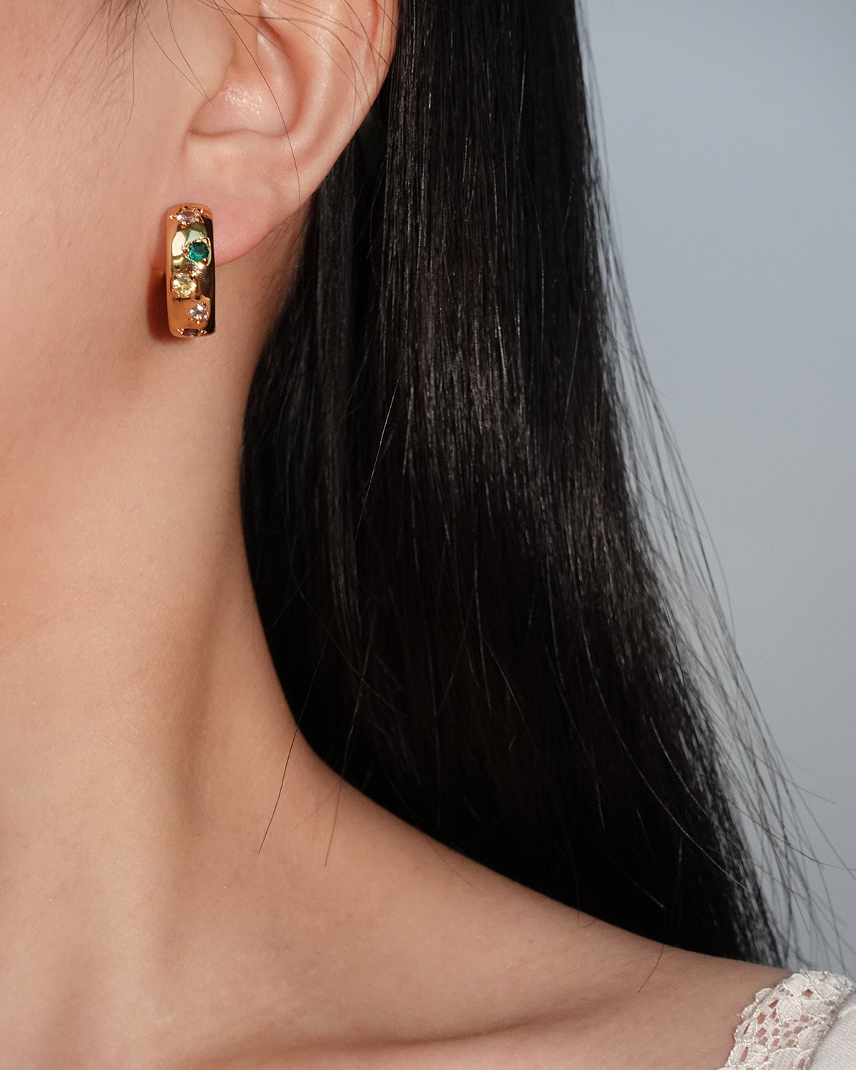 Yedda Chunky Star Colorful Golden Hoop Earrings