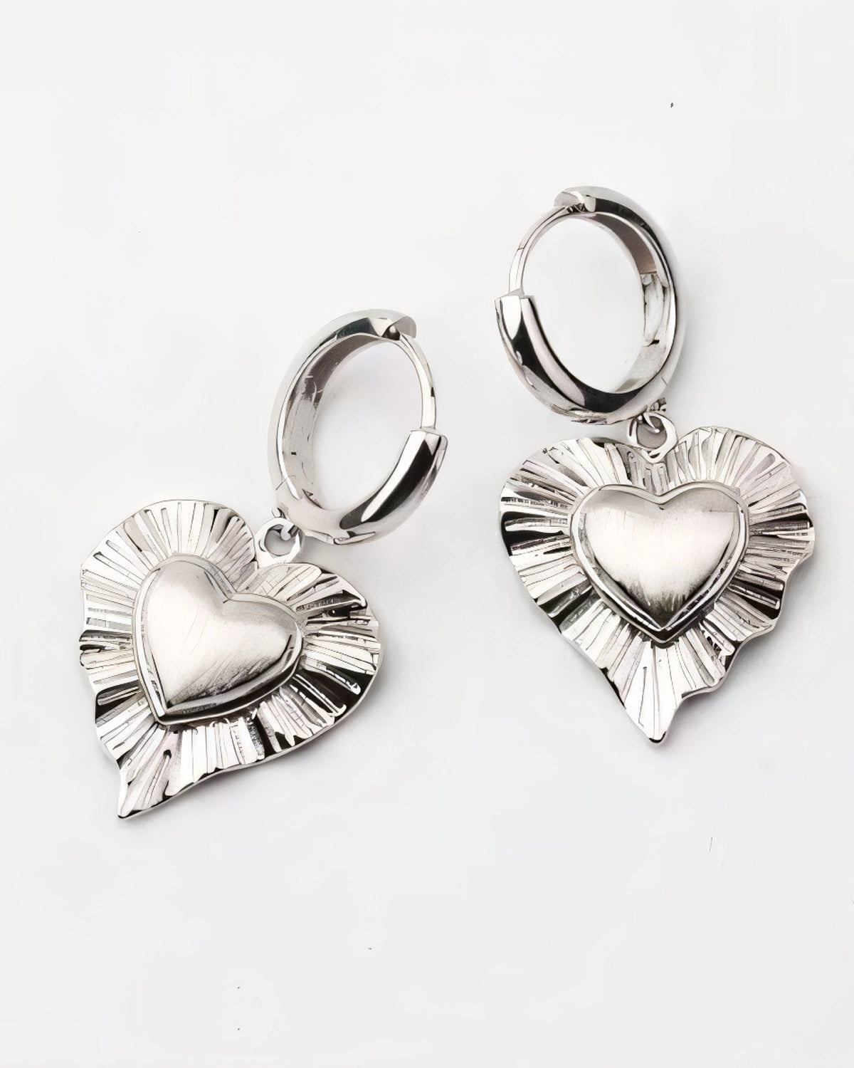 Pandora Crease Heart Silver Hoop Earrings
