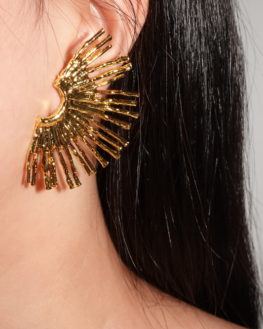 Mildred Half Sun Golden Stud Earrings