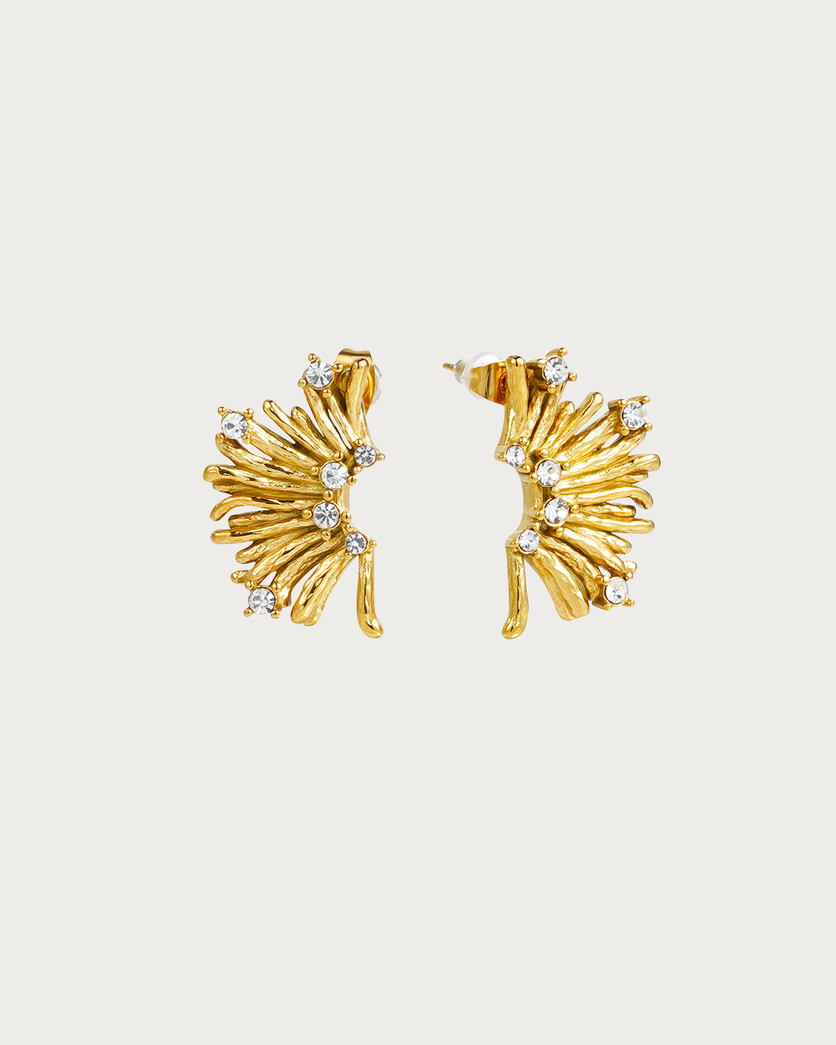 Stephanie Sunburst Sparkle Golden Stud Earrings