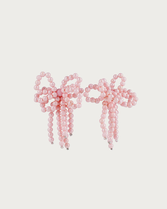 Sheila Sweet Bow Tie Beaded Stud Earrings(2 Colors)