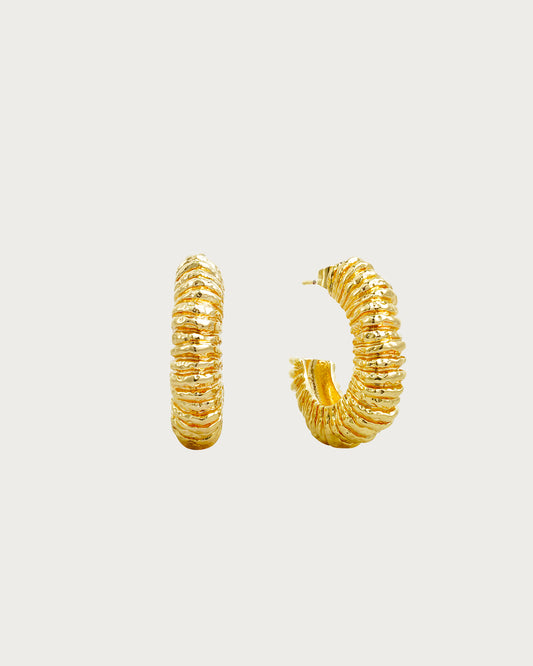 Maud Retro Braided Texture Golden Stud Earrings
