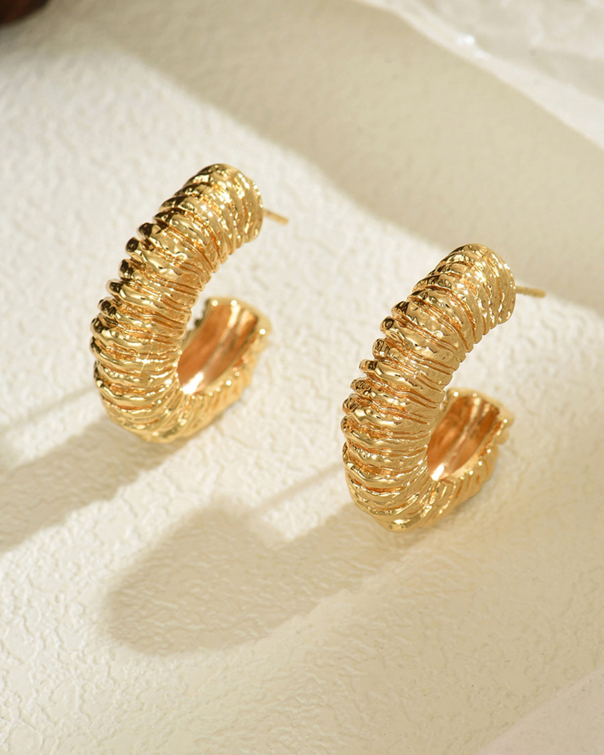 Maud Retro Braided Texture Golden Stud Earrings