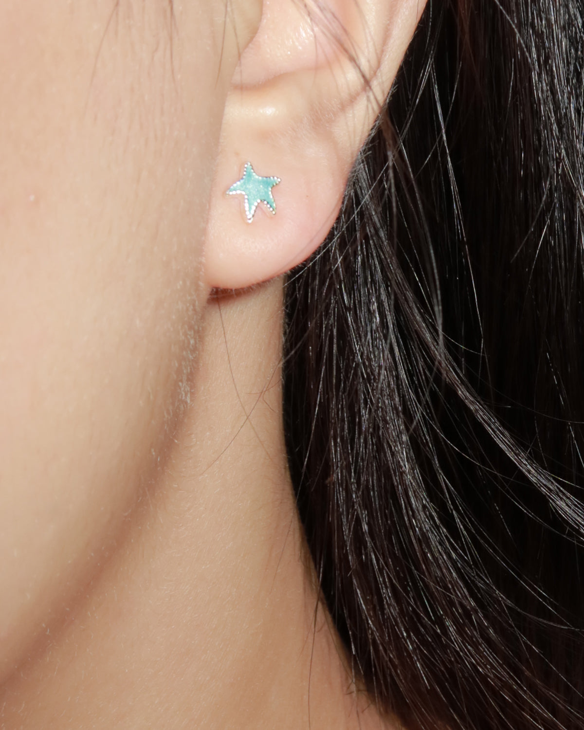 Joy Mini Blue Starfish Stud Earrings