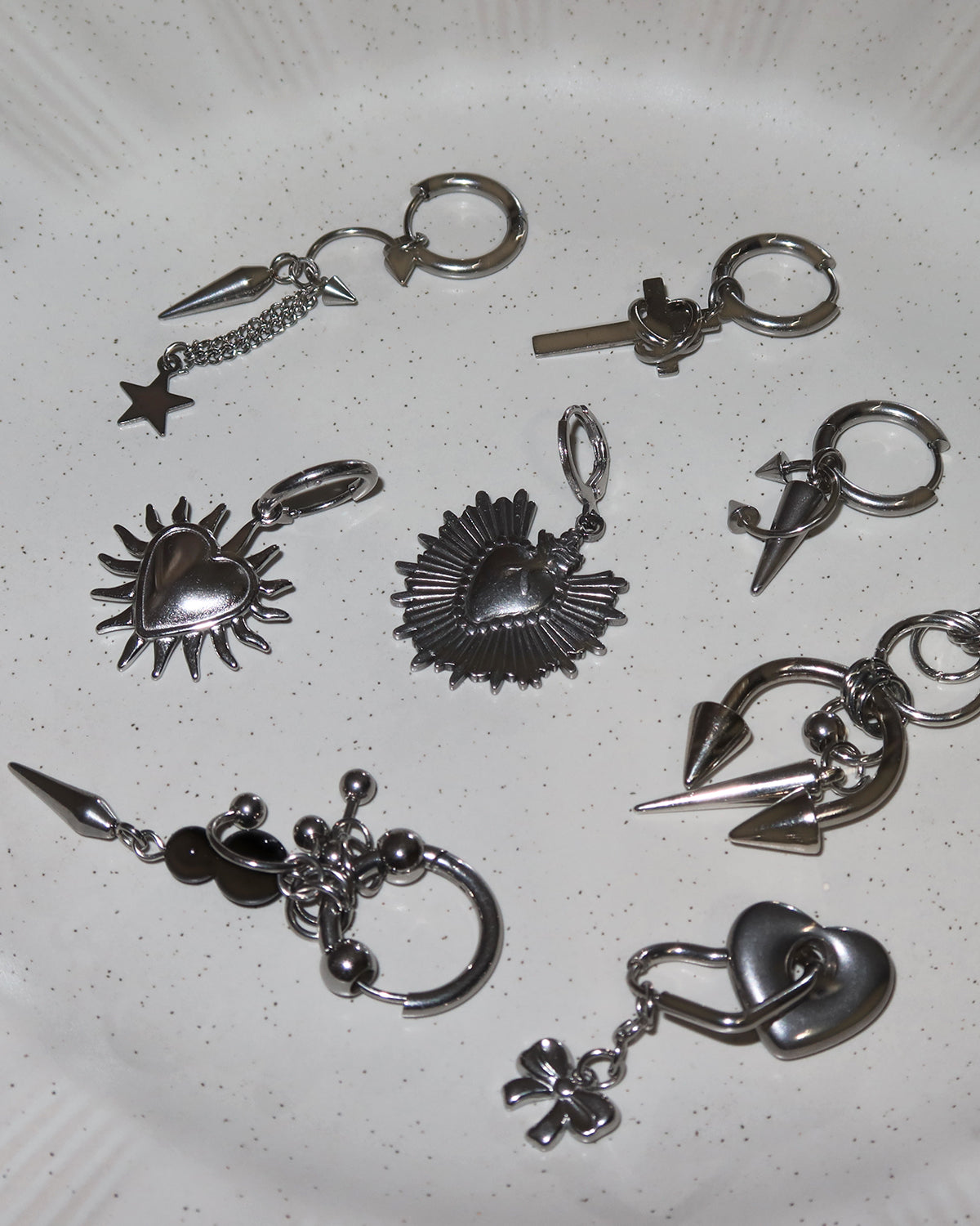 Olivia Heart Spike Silver Earrings