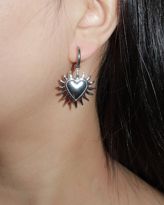 Olivia Heart Spike Silver Earrings