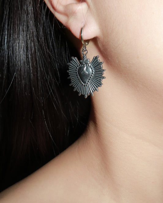 Barbara Classic Heart Silver Drop Earrings