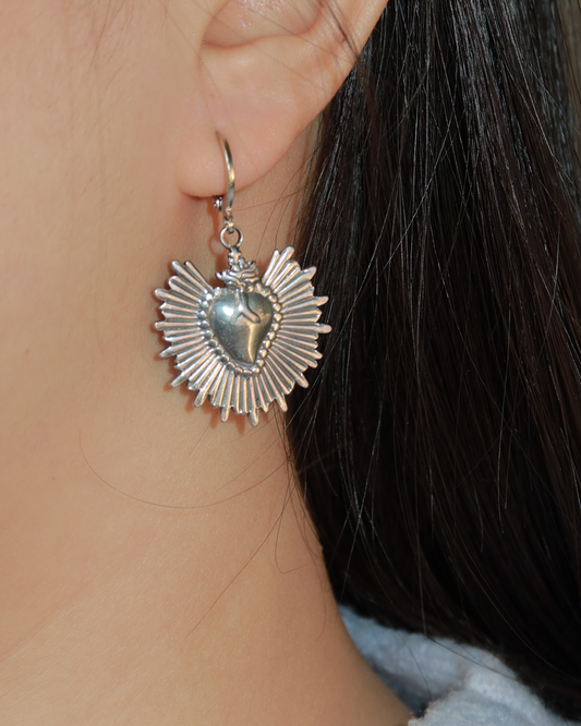 Barbara Classic Heart Silver Drop Earrings