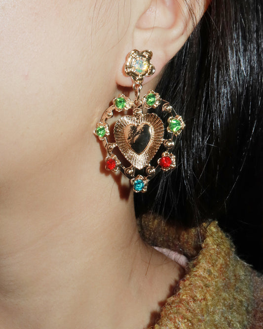 Amity Retro Colorful Heart Drop Earrings