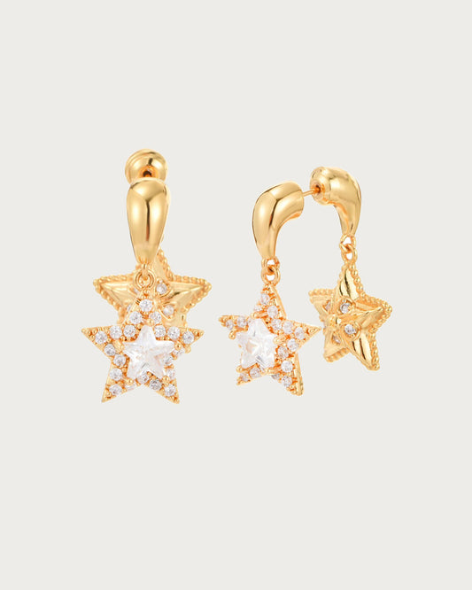 Laura Rhinestone Star Silver Drop Earrings