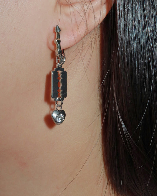 Vex Thorned Heart Blade Silver Hoop Earrings
