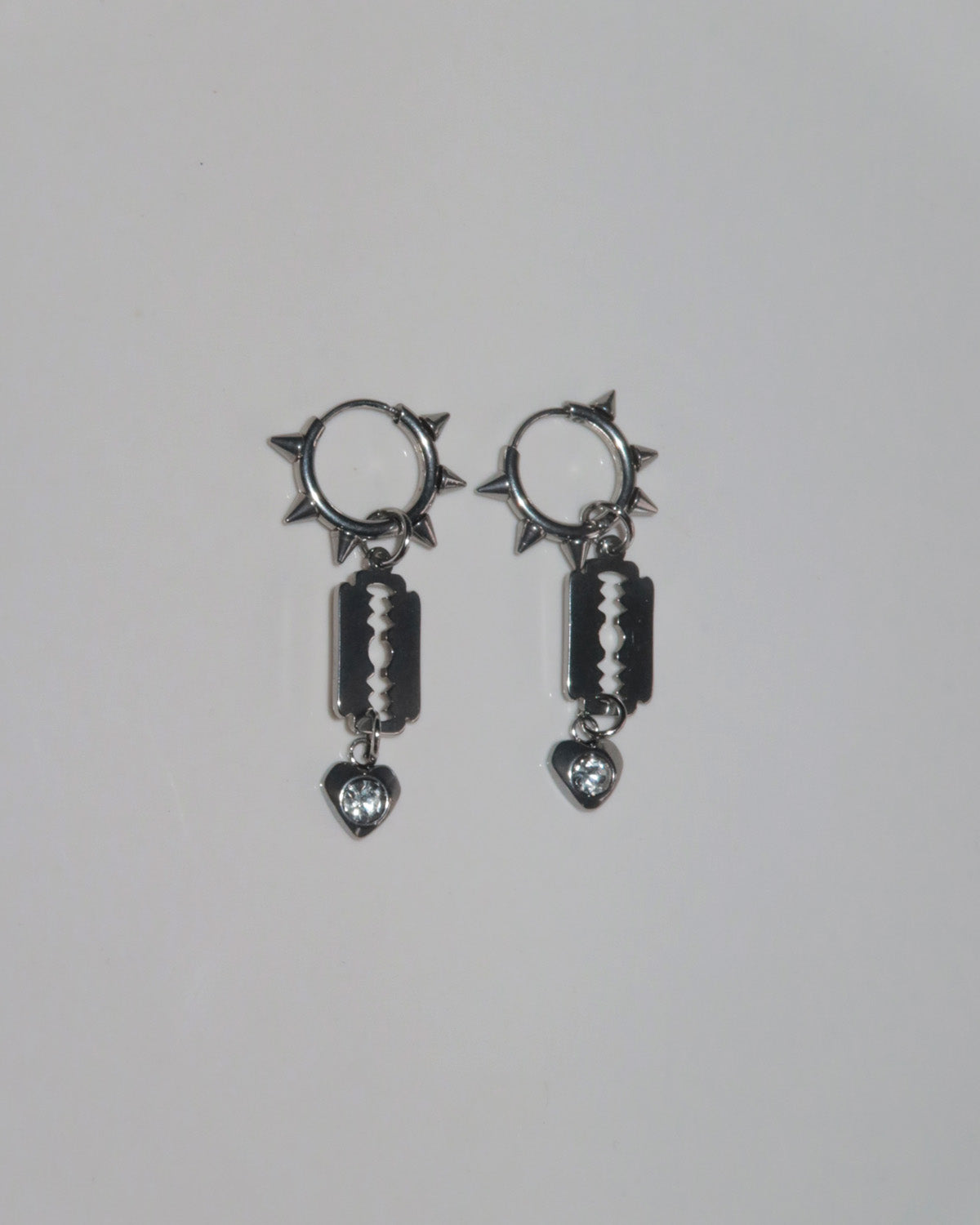 Vex Thorned Heart Blade Silver Hoop Earrings