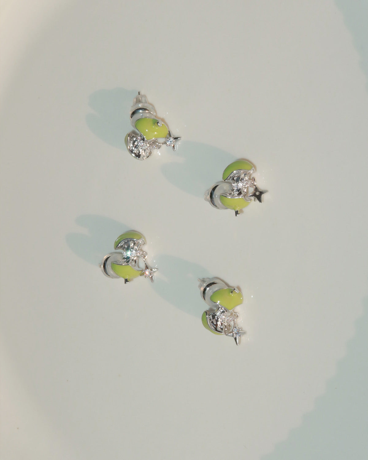 Tilly Green Apple Star Silver Stud Earrings